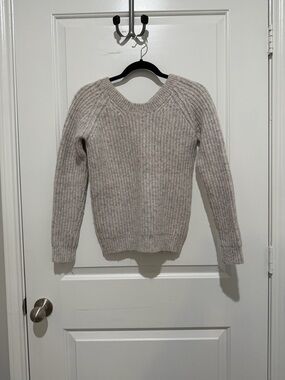 Cozy Ribbed Crewneck Sweater in Light Beige